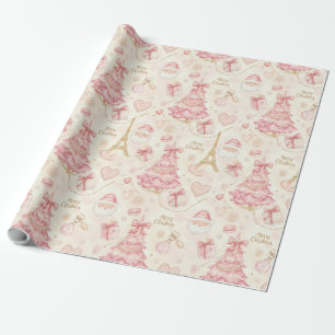 Pariser Kokette Staubiges Rosa Toile Weihnachten Geschenkpapier