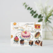 Pariser Konditorei Wasserfarbe Postkarte (Stehend Vorderseite)