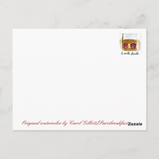 Pariser Konditorei Wasserfarbe Postkarte (Rückseite)