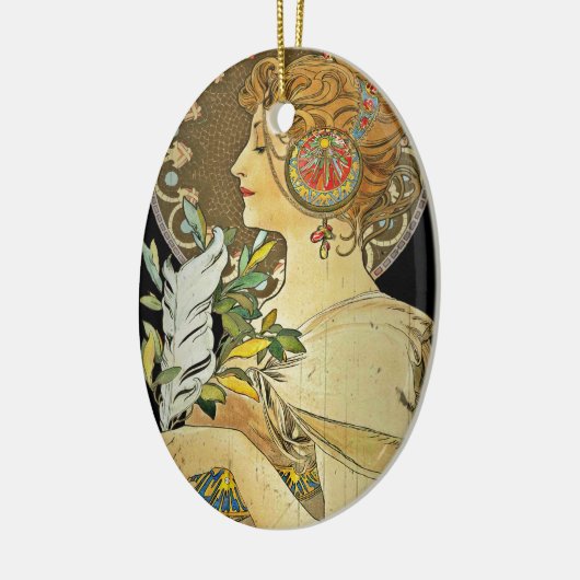 Pariser Lady and Feather 1899 Keramikornament (Links)