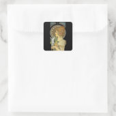 Pariser Lady and Feather 1899 Quadratischer Aufkleber (Tasche)