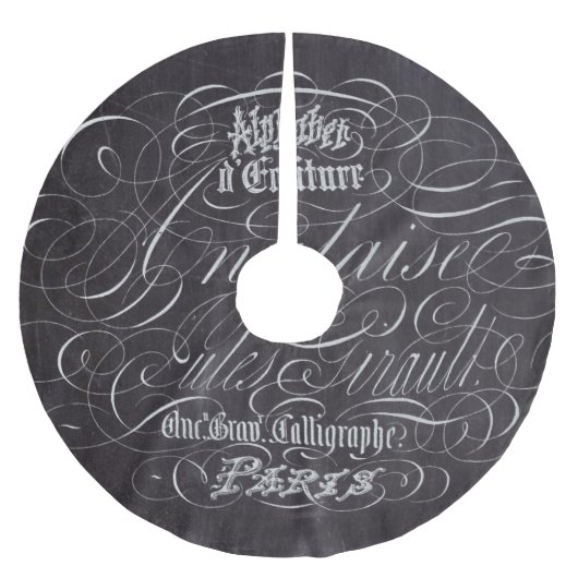 Pariser Landschalkboard Französische Schriften Polyester Weihnachtsbaumdecke (Vorderseite)