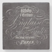 Pariser Landschalkboard Französische Schriften Steinuntersetzer (Vorderseite)