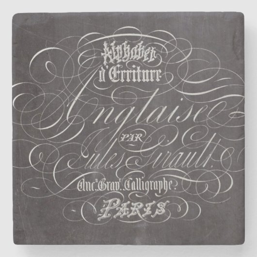 Pariser Landschalkboard Französische Schriften Steinuntersetzer (Vorderseite)