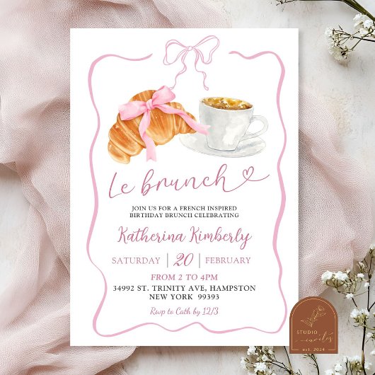 Pariser Lass uns Französischen Geburtstag brunchen Einladung