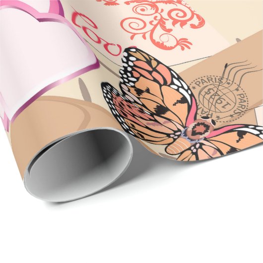 Pariser Liebe Geschenkpapier (Rolleneckpunkt)