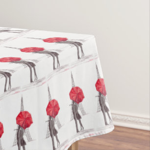 Pariser Liebe - Roter Schirm Hochzeitstag Tischdecke