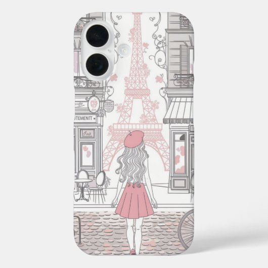 Pariser Mädchen – Süßer Eiffelturm & Café-Straße Case-Mate iPhone Hülle (Rückseite)