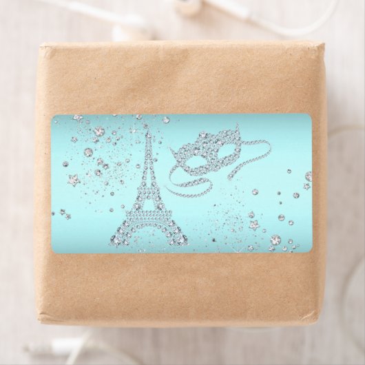 Pariser Masquerade Party Wasserflaschen Labels (Insitu)