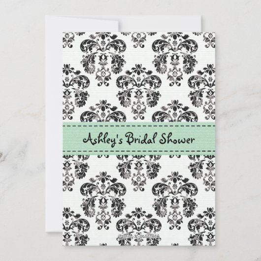 Pariser Minze und schwarze Brautparty-Einladungen Einladung (Rückseite)