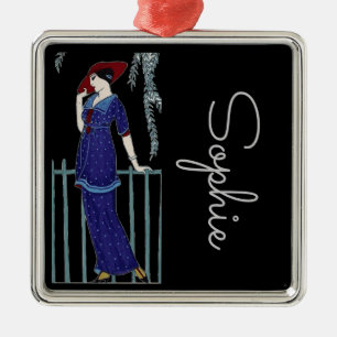 Pariser Mode 1920er Jahre elegante Dame persönlich Ornament Aus Metall