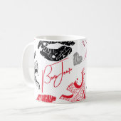 Pariser Mode, kalligrafisches Eiffelturm-Muster. Kaffeetasse (Vorderseite Links)