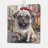 Pariser Mops im Straßenkaffeehaus Keramikornament (Links)