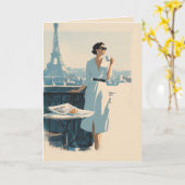 Pariser Morgenkaffee Eleganz Karte (Gelbe Blume)