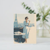 Pariser Morgenkaffee Eleganz Postkarte (Stehend Vorderseite)