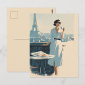 Pariser Morgenkaffee Eleganz Postkarte (Vorne/Hinten)