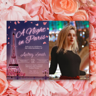 Pariser Nacht - Geburtstag mit Foto Einladung