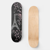 Pariser Nacht Silberner Eiffelturm Rosafarben Chic Skateboard (Vorderseite)