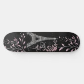 Pariser Nacht Silberner Eiffelturm Rosafarben Chic Skateboard (Horizontal)