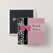 Pariser Name Prinzessin-Pink Ribbon Bow With Button (Vorne & Hinten)