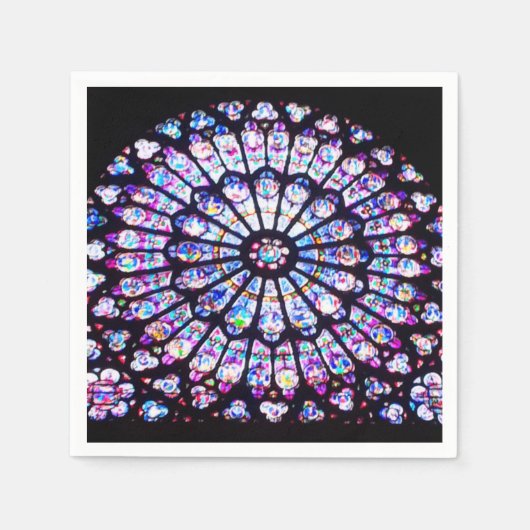 Pariser Notre-Dame-Buntglas - Das Rose-Fenster Serviette (Vorderseite)