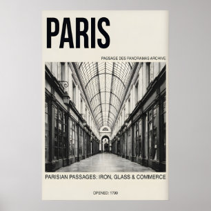 Pariser Passage-Kunstprint Schwarz & Weiß, gedämpf Poster