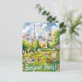 Pariser Picknick unter dem Eiffelturm Postkarte (Stehend Vorderseite)