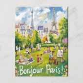 Pariser Picknick unter dem Eiffelturm Postkarte (Vorderseite)