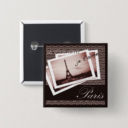 Pariser Postkarten Button (Vorne & Hinten)