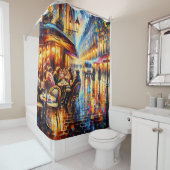 "Pariser Rainy-Abend Outdoor Café Kunst" Duschvorhang (Beispiel)