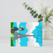 Pariser Retro-Design Postkarte (Stehend Vorderseite)