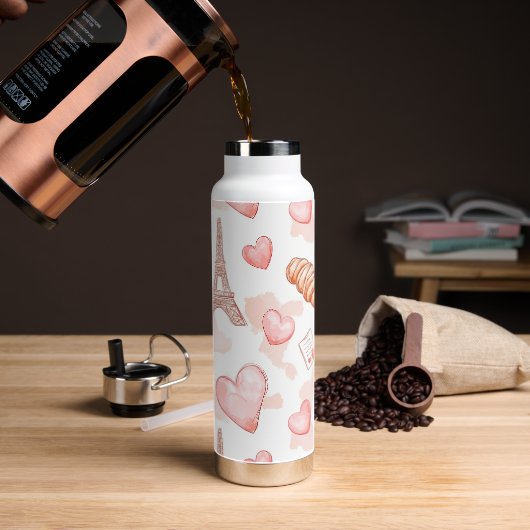 Pariser Romantik Valentinstag Trinkflasche (Kaffee)