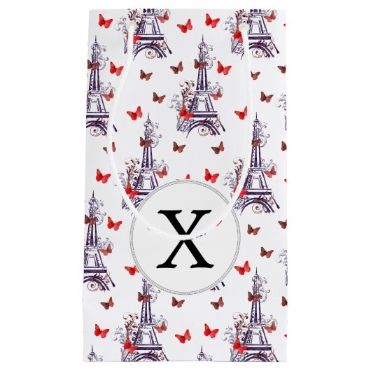 Pariser romantischer Lila Eiffelturm Schmetterling Kleine Geschenktüte (Vorderseite)