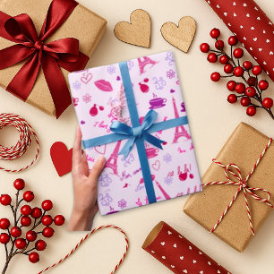 Pariser Rosa-Eiffel-Turm-Liebe Geschenkpapier