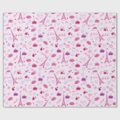 Pariser Rosa-Eiffel-Turm-Liebe Geschenkpapier (Flach)