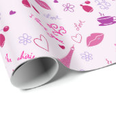 Pariser Rosa-Eiffel-Turm-Liebe Geschenkpapier (Rolleneckpunkt)