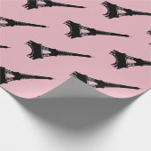 Pariser rosa Schwarzes des Eiffelturms Geschenkpapier (Ecke)