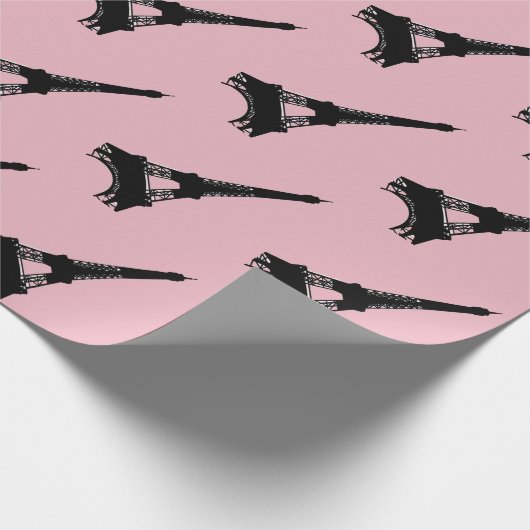 Pariser rosa Schwarzes des Eiffelturms Geschenkpapier (Ecke)