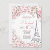 Pariser Rose Garten Blossom Pink Quinceanera Einladung (Vorderseite)