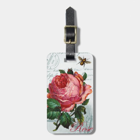 Pariser Rose Gepäckanhänger (Vorderseite vertikal)