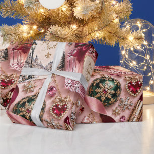 Pariser Rosé Weihnachten Geschenkpapier