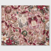 Pariser Rosé Weihnachten Geschenkpapier (Flach)