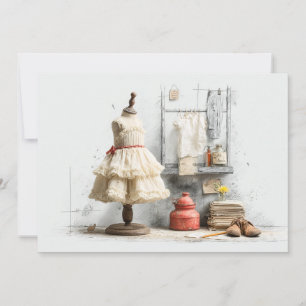 Pariser Rüschenkleid Schreiberatelier 1. Geburtsta Einladung