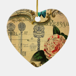 Pariser Schlüssel Vintage Kamelie Französische Bot Keramikornament