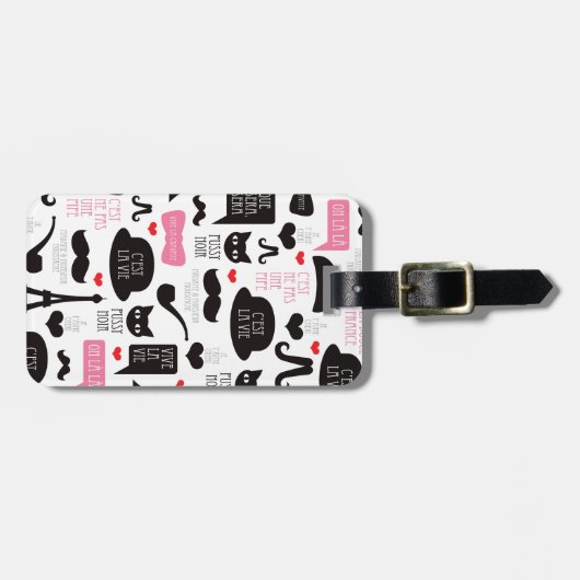 Pariser Schnurrbart Katzenkunst - Gepäckanhänger (Vorderseite horizontal)