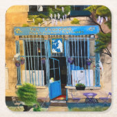 Pariser Schokoladenladen, nach Gary Poling Rechteckiger Pappuntersetzer (Vorderseite)