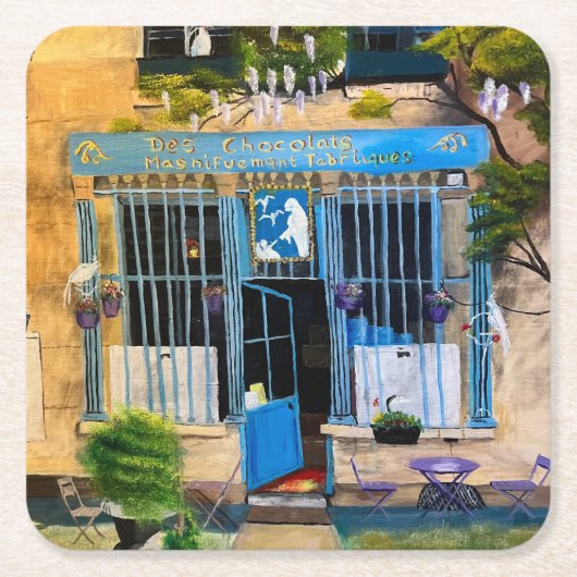 Pariser Schokoladenladen, nach Gary Poling Rechteckiger Pappuntersetzer (Vorderseite)