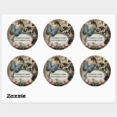 Pariser Schönheitssalon mit Vintagem Blumenschmett Runder Aufkleber (Blatt)