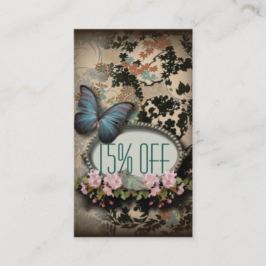 Pariser Schönheitssalon mit Vintagem Blumenschmett Visitenkarte (Vorderseite)