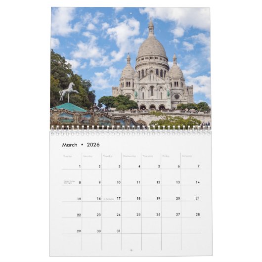 Pariser Sehenswürdigkeiten Kalender (Mär 2026)